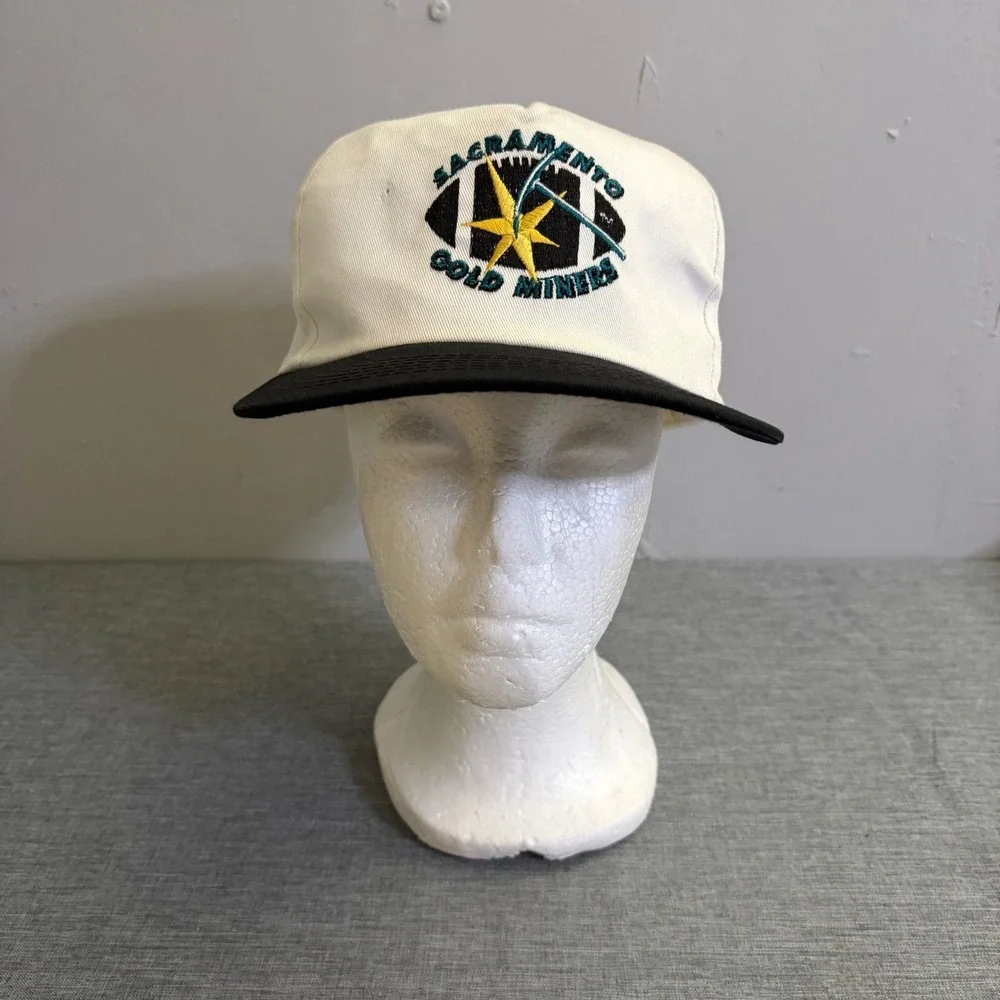 Vintage‎ Sacramento Gold Miners Hat Mens OSFA White Black CFL Carl's Jr Snapback